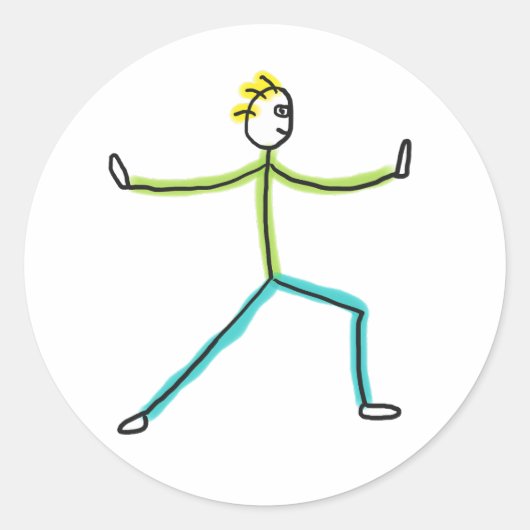 Qigong Stickman Ronde Sticker (Voorkant)