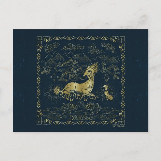 Qilin at Rest Golden Tapestry Briefkaart (Voorkant)