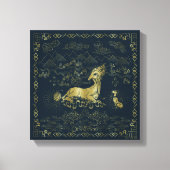 Qilin at Rest Golden Tapestry Canvas Afdruk (Voorkant)