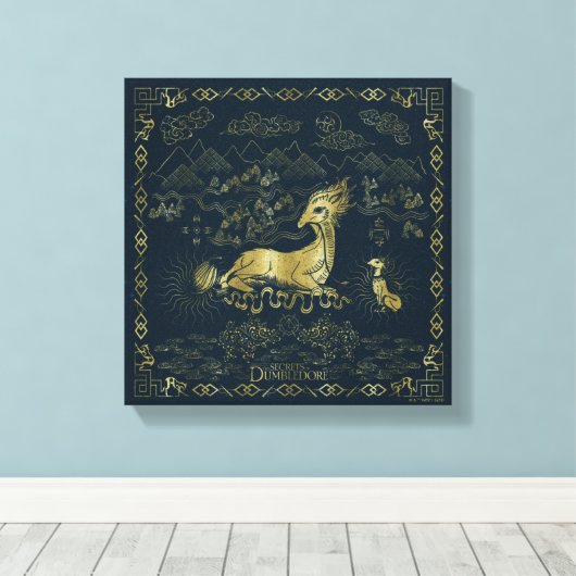 Qilin at Rest Golden Tapestry Canvas Afdruk (Insitu (Houten vloer))