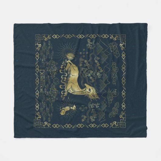 Qilin at Rest Golden Tapestry Fleece Deken (Voorkant (Horizontaal))