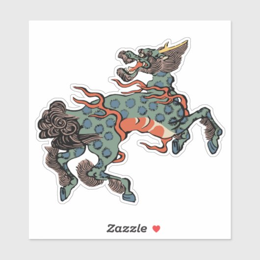 Qilin Chinese mythologie schepsel illustratie Sticker (Vel)