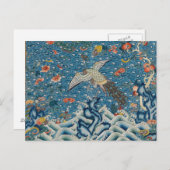 Qing Dynasty Rank Badge met Peacock Briefkaart (Voorkant / Achterkant)