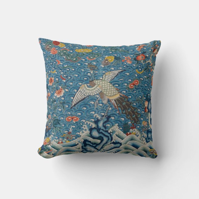 Qing Dynasty Rank Badge met Peacock Kussen (Voorkant)