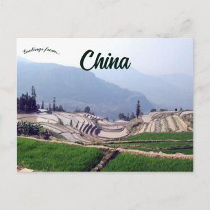 Qingkou rijstterrassen in Yunnan China Briefkaart