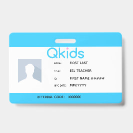 QKids ESL-leraar-ID Badge
