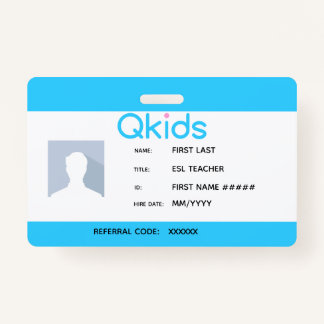 QKids ESL-leraar-ID Badge