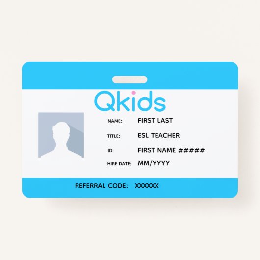 QKids ESL-leraar-ID Badge (Voorkant)