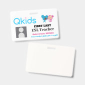 QKIDS-identiteitskaart Badge (Voor- en achterkant)