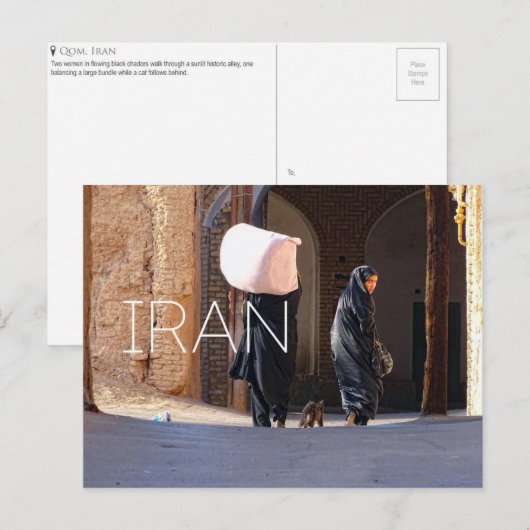 Qom, Iran Reis Postkaart (Voorkant / Achterkant)