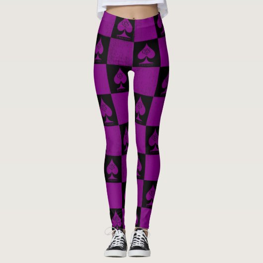 QoS-stijl koningin van schoppen Leggings Paarse ch (Voorkant)