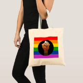 QPOC Pride Flag - Black Fist Tote Bag (Voorkant (product))