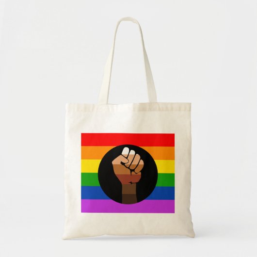 QPOC Pride Flag - Black Fist Tote Bag (Voorkant)