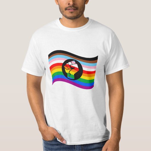 QPOC Pride Flag Waving T-shirt (Voorkant)