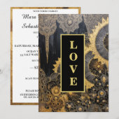 *~ QR 19 RSVP AR26 Gouden kant LIEFDE Luxe bruilof Kaart (Voorkant / Achterkant)