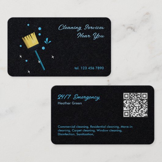 QR 24/7 schoonmaken Visitekaartje (Voorkant / Achterkant)