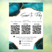 *~* QR 3 BETALING Blauwgroen GEEFT GOLD Window Dec Raamsticker (Vel 3)