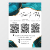 *~* QR 3 BETALING Blauwgroen GEEFT GOLD Window Dec Raamsticker (Vel)