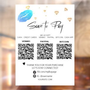 *~* QR 3 BETALING Diamonds LIPS Girly Glam Raamsticker