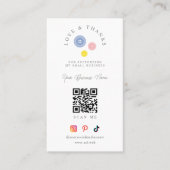 QR 3 Buttons Love & Thanks Support Small Business Visitekaartje (Voorkant)