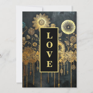 *~ QR 42 RSVP AR26 Gouden kant LIEFDE Luxe bruilof Kaart