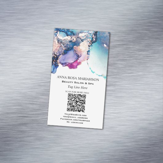 *~* QR Abstract Yummy Blauwgroen Turquoise AP29 Gi Magnetisch Visitekaartje (Voorbeeld)