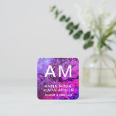 *~* QR Abstracte Artsy BOLD GLITTER LOGO FOTO Vierkante Visitekaartje (Staand voorkant)