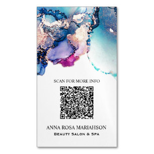 *~* QR Abstracte Yummy Turquoise Blauwgroen Goud G Magnetisch Visitekaartje