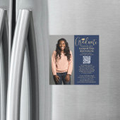 QR Afstuderen Navy Gold foto aankondiging magneet