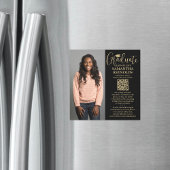 QR Afstuderen Zwart Goud Foto Aankondiging Magneet