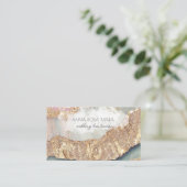 *~* QR Agaat Aqua Gold Glitter Glam AP66 Luxe Visitekaartje (Staand voorkant)
