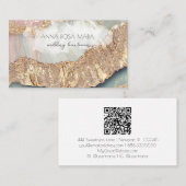*~* QR Agaat Aqua Gold Glitter Glam AP66 Luxe Visitekaartje (Voorkant / Achterkant)
