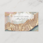*~* QR Agaat Aqua Gold Glitter Glam AP66 Luxe Visitekaartje (Voorkant)