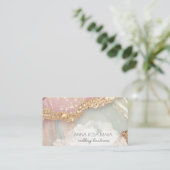 *~* QR Agaat Aqua Mauve Gold Glitter AP66 Luxe Visitekaartje (Staand voorkant)