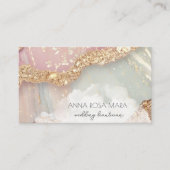 *~* QR Agaat Aqua Mauve Gold Glitter AP66 Luxe Visitekaartje (Voorkant)
