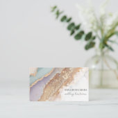 *~* QR Agaat Lavendel Mauve Gold Glitter AP66 Luxe Visitekaartje (Staand voorkant)