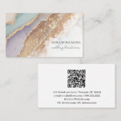 *~* QR Agaat Lavendel Mauve Gold Glitter AP66 Luxe Visitekaartje (Voorkant / Achterkant)
