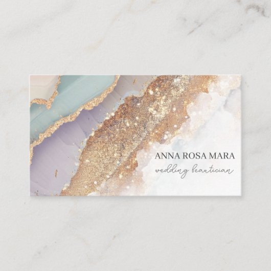 *~* QR Agaat Lavendel Mauve Gold Glitter AP66 Luxe Visitekaartje (Voorkant)