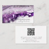 *~* QR Agaat Lavendel Paarse Gouden Glitter AP66 Visitekaartje (Voorkant / Achterkant)