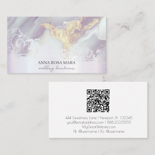 *~*  QR Agaat Lavendel Wit Goud AP66 Luxe Visitekaartje (Voorkant / Achterkant)