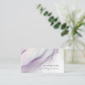 *~* QR Agaat Lavendel Wit Goud Glitter AP66 Luxe Visitekaartje (Staand voorkant)