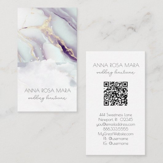 *~* QR Agaat Lila Wit Glam Luxe AP66 Visitekaartje (Voorkant / Achterkant)