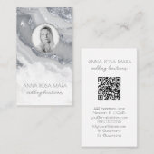 *~* QR Agaat Marmeren FOTO LOGO SILVER AP66 Grijs Visitekaartje (Voorkant / Achterkant)