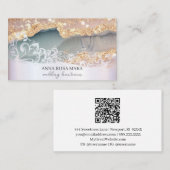 *~* QR Agaat  Scroll Gold Glitter AP66 Luxe Visitekaartje (Voorkant / Achterkant)