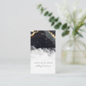 *~* QR Agaat Zwart Goud Marmeren Glam Luxe AP66 Visitekaartje (Staand voorkant)