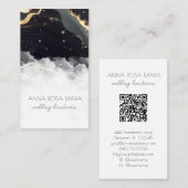 *~* QR Agaat Zwart Goud Marmeren Glam Luxe AP66 Visitekaartje (Voorkant / Achterkant)