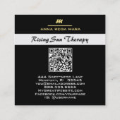 *~* QR Agaat Zwart Wit Goud Glitter Initiaal AP66 Vierkante Visitekaartje (Achterkant)