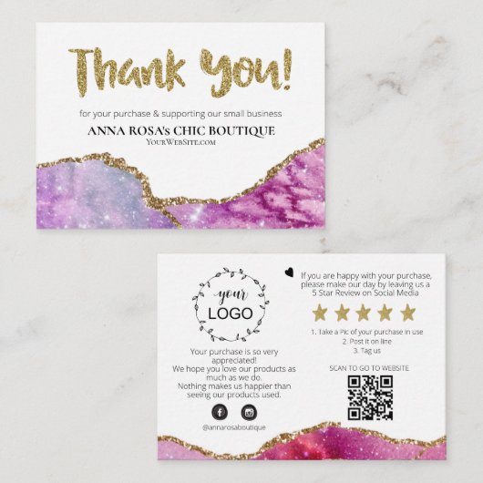 *~* QR AGATE Galaxy THANK YOU LOGO Review AP8 Informatiekaartje (Voorkant / Achterkant)