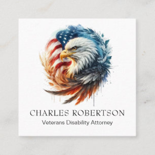 *~* QR Amerikaanse vlag Kale Adelaar - AP16 Vierkante Visitekaartje