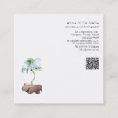 *~* QR Anemone Bloemen Wit Rose Goud Vierkante Visitekaartje (Achterkant)